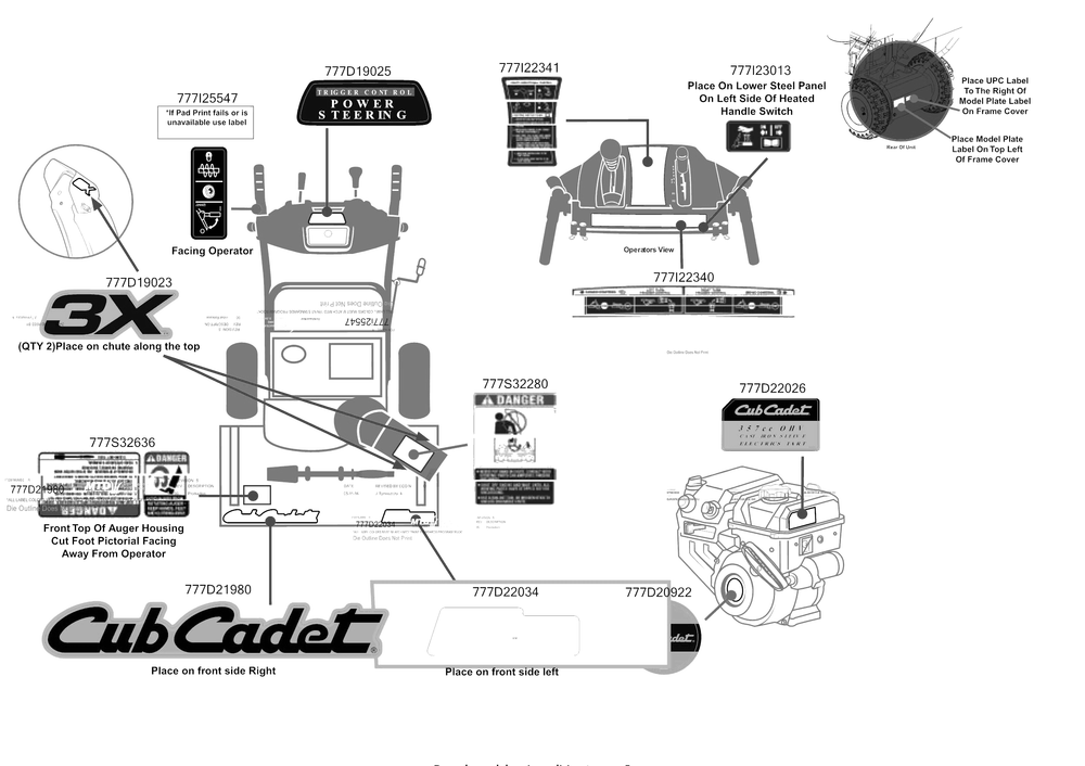 Label Map Diagram and Parts List for 3X26-INCH (31AH5DSA710)(2016) Cub Cadet Snow Blower